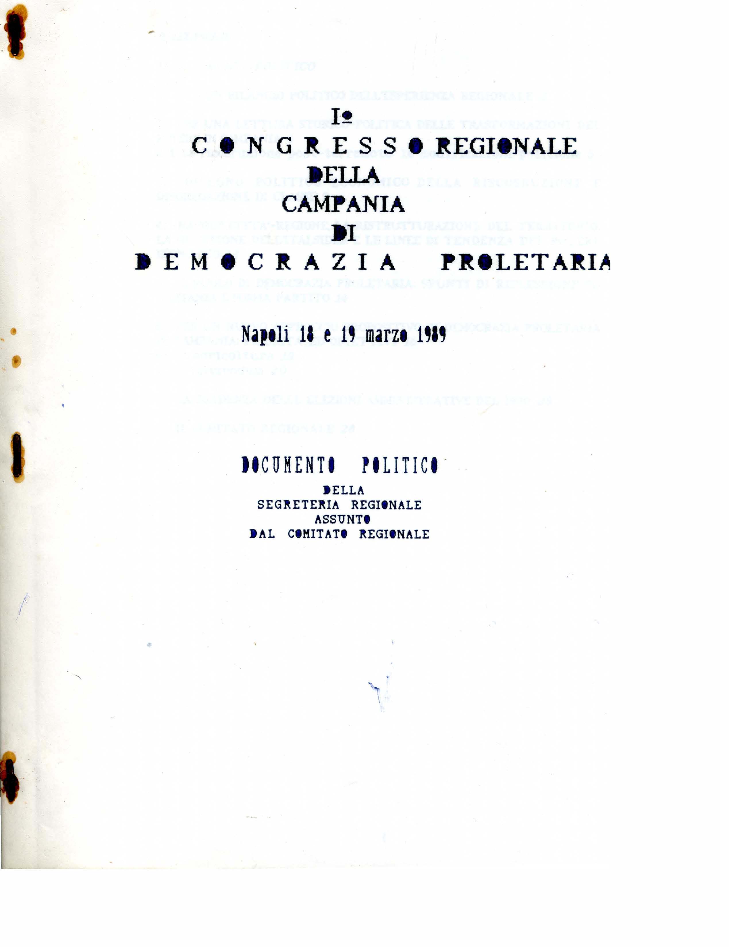 tesi comitato regionale DP Campania a cura del Comitato Regionale